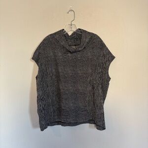 Niche Nilgun Derman Black White Ridge Stripe Cowl Neck Boxy Top